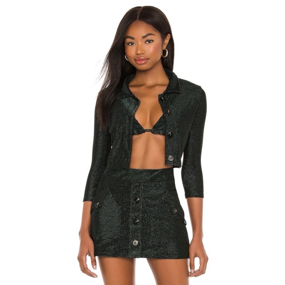 DEVON WINDSOR Lila Jacket Shimmering Midnight Green NWT - Picture 2 of 3